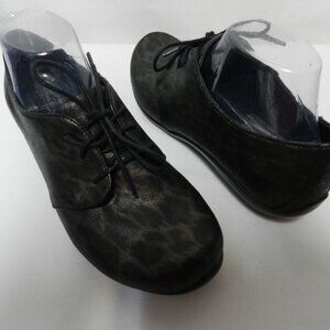 Dansko Leather Oxford lace up flats shoes metallic leopard black Size Sz 39  8.5